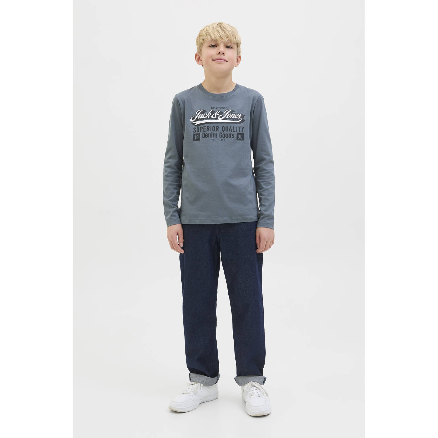 JACK & JONES JUNIOR longsleeve grijsblauw