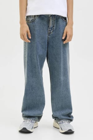 high waist loose fit jeans medium blue denim