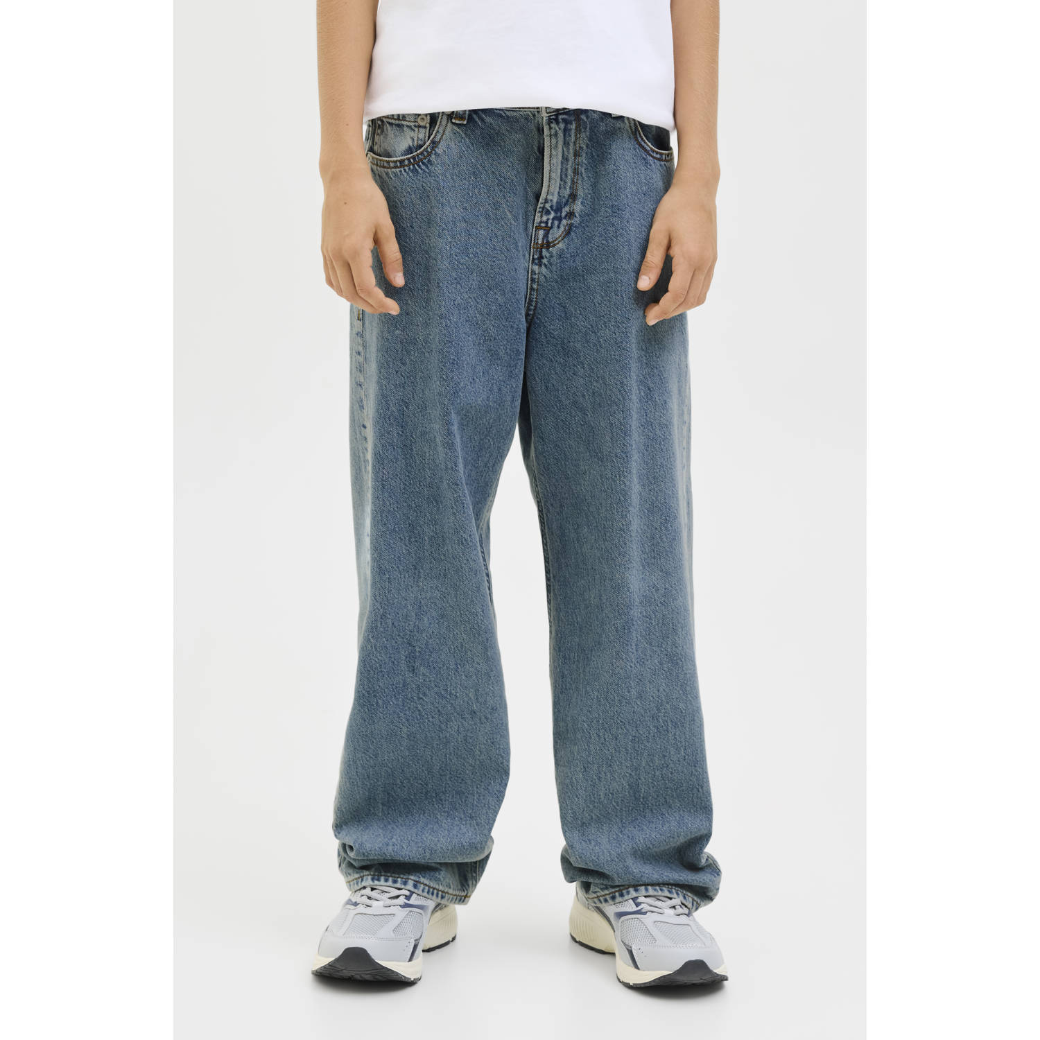 JACK & JONES JUNIOR high waist loose fit jeans medium blue denim