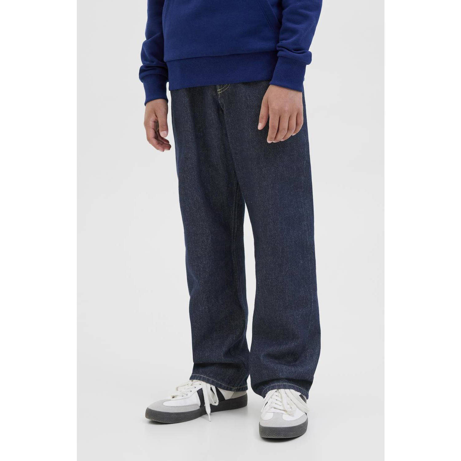 JACK & JONES JUNIOR relaxed high waist loose fit jeans dark blue denim