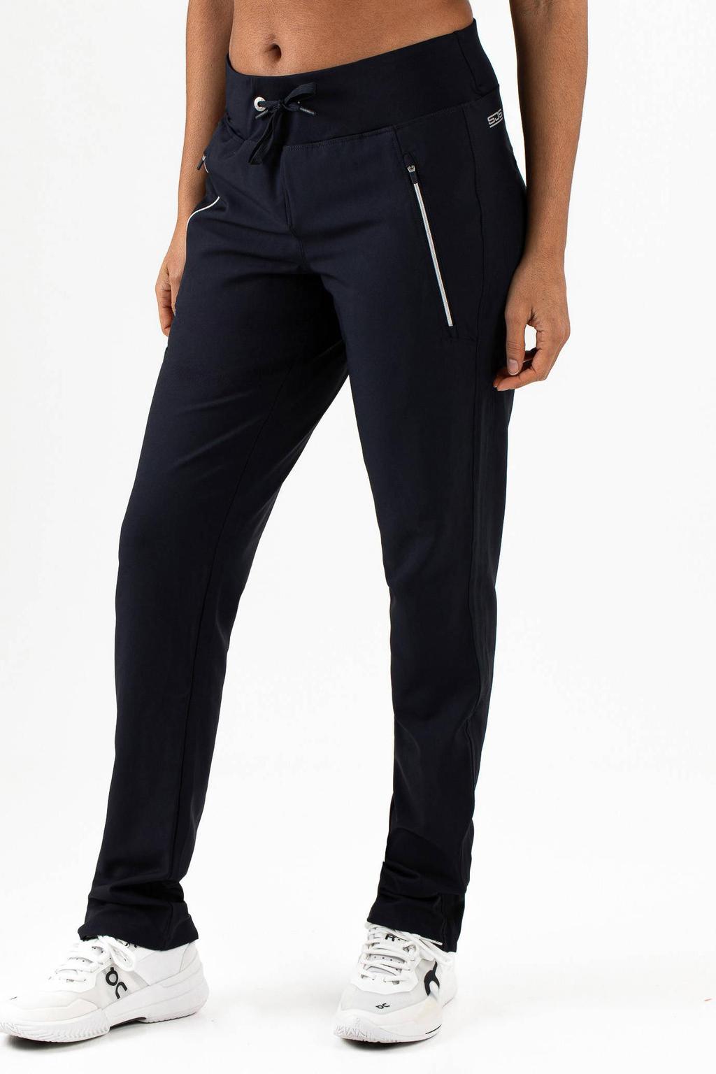 Donkerblauwe dames Sjeng Sports joggingbroek Paris Long van polyester met straight fit en regular waist