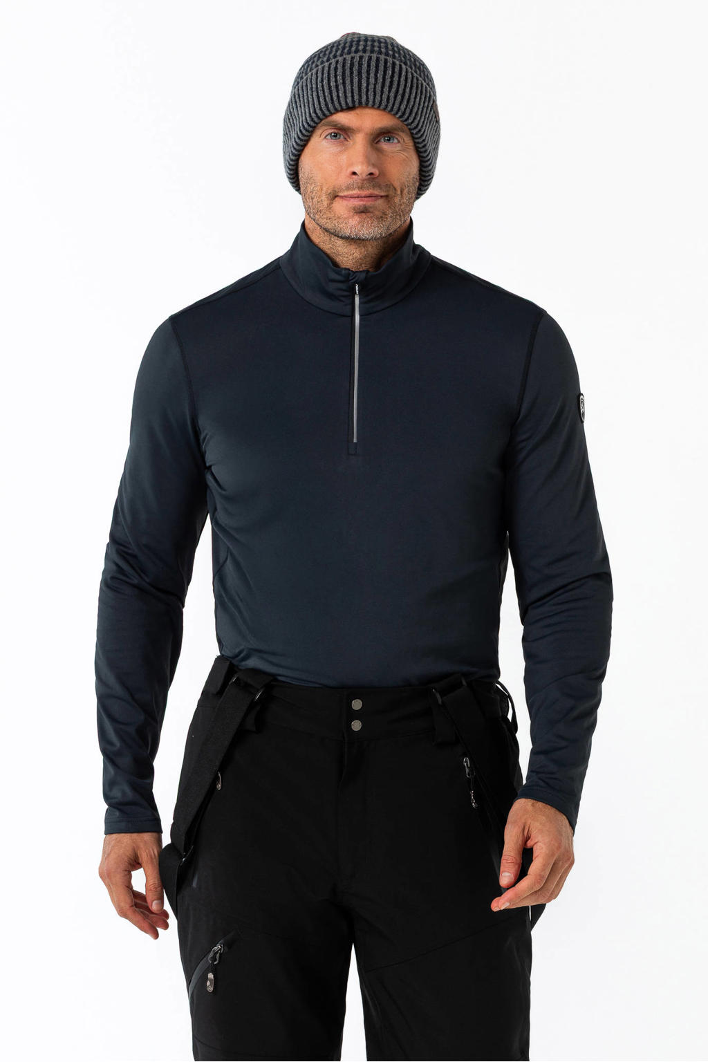 Antraciete heren Falcon skipully Haller van polyester met lange mouwen en opstaande kraag