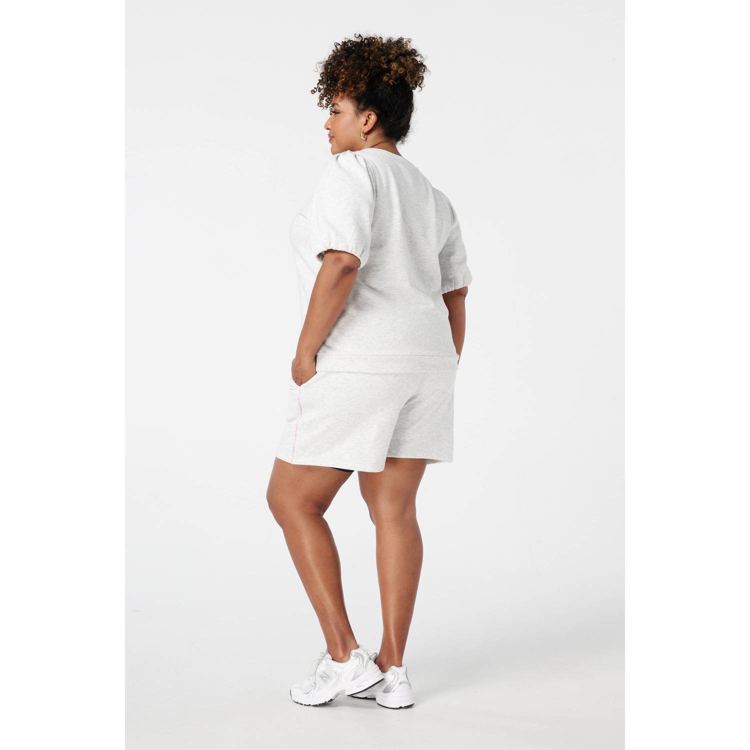 MS Mode straight regular waist casual short lichtgrijs