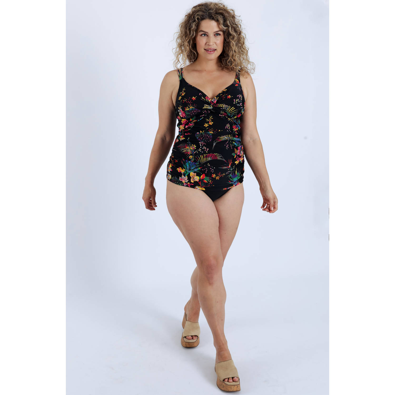 Paprika voorgevormde tankini bikinitop zwart multi