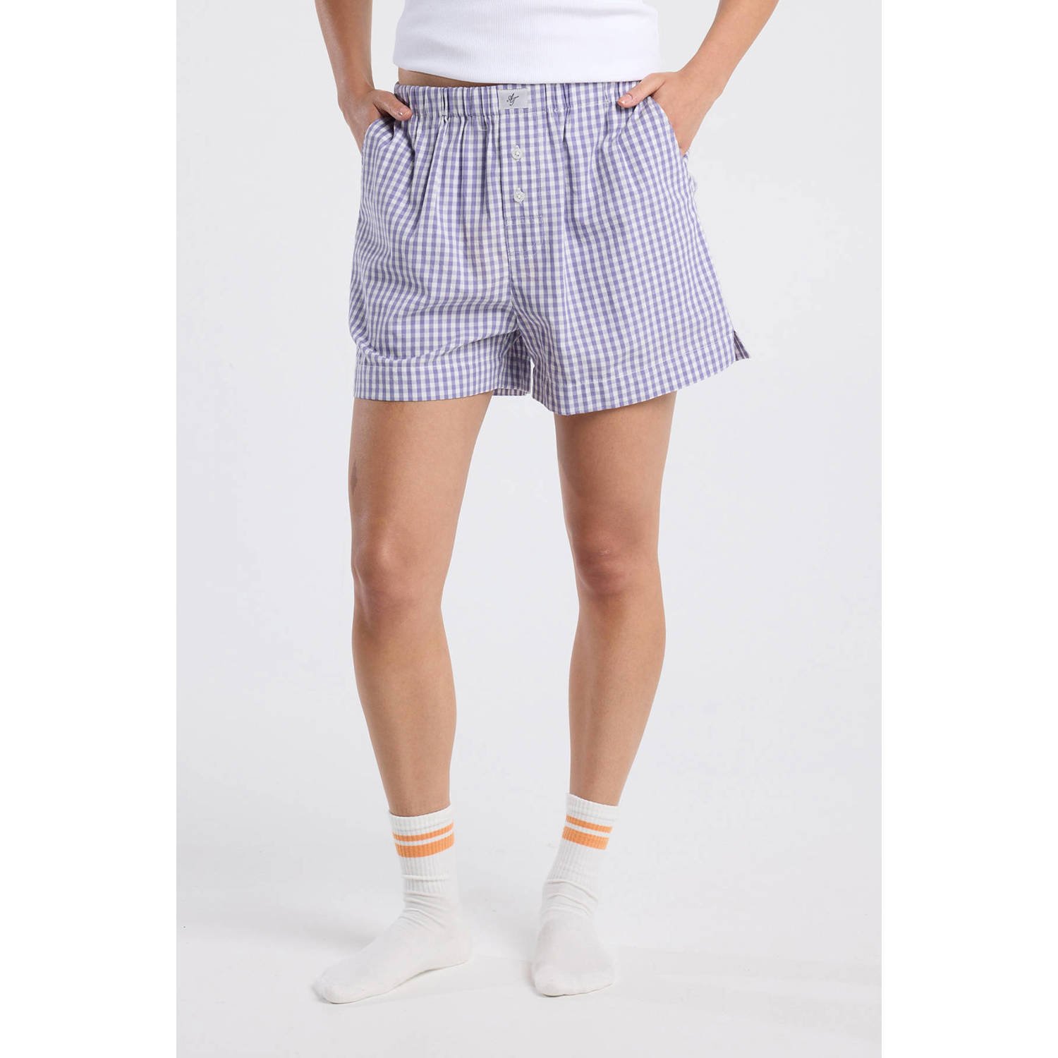 America Today korte broek paars wit