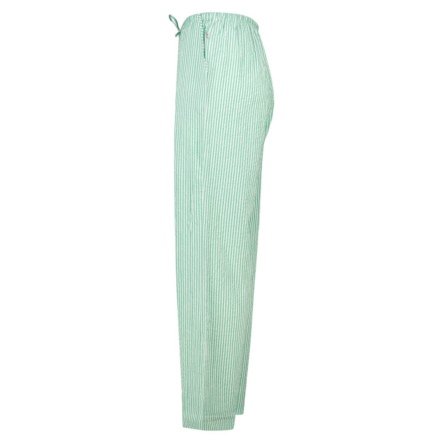 America Today seersucker pyjamabroek Loyce groen wit