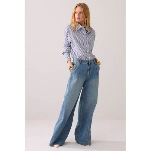 Summum wide leg jeans light blue denim afbeelding