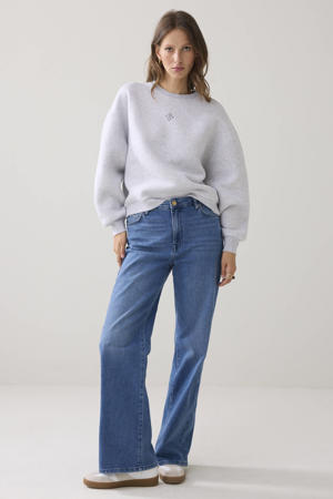 wide leg jeans medium blue denim