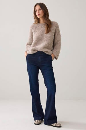 flared jeans dark blue denim