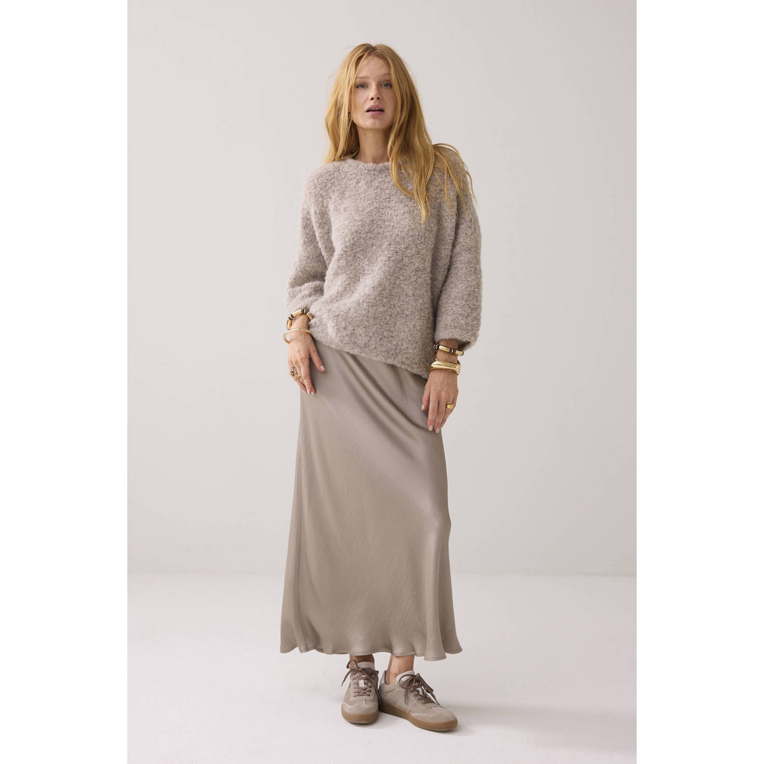Summum midi rok lichtbruin