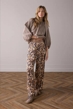 wide leg regular waist casual broek multi