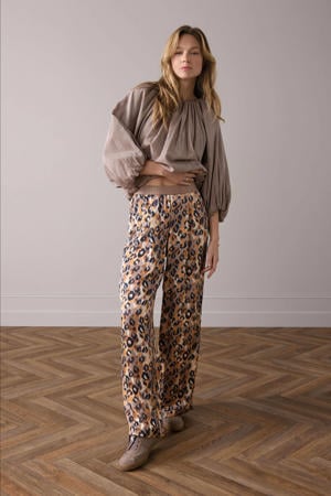 wide leg regular waist casual broek multi