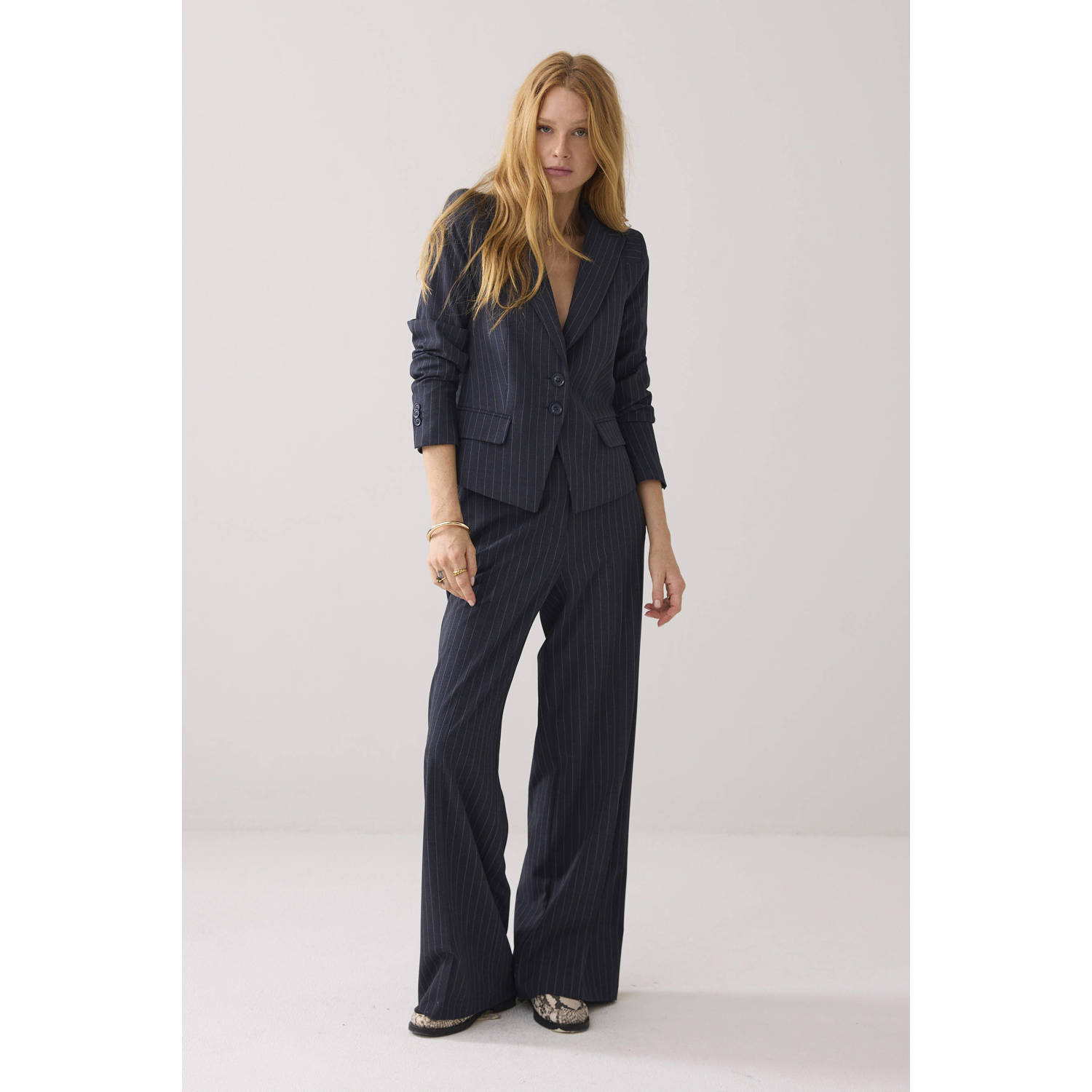 Summum wide leg regular waist pantalon grijs