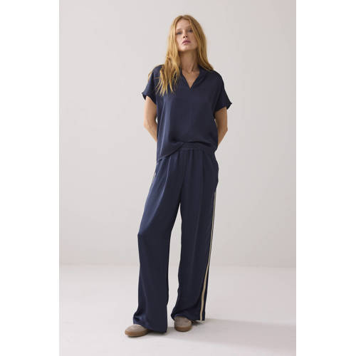 Summum straight regular waist casual broek donkerblauw afbeelding