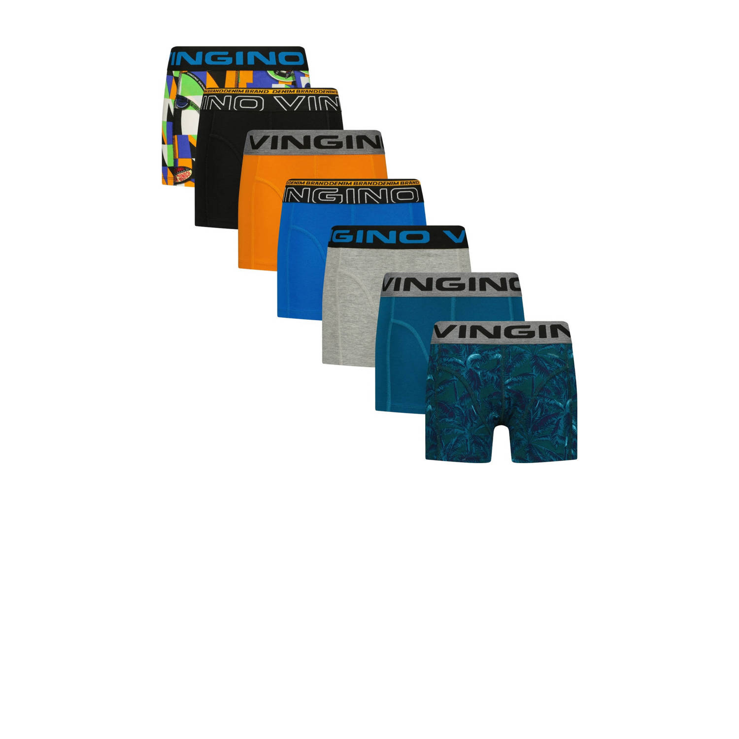 Vingino boxershort set van 7 zwart oranje blauw
