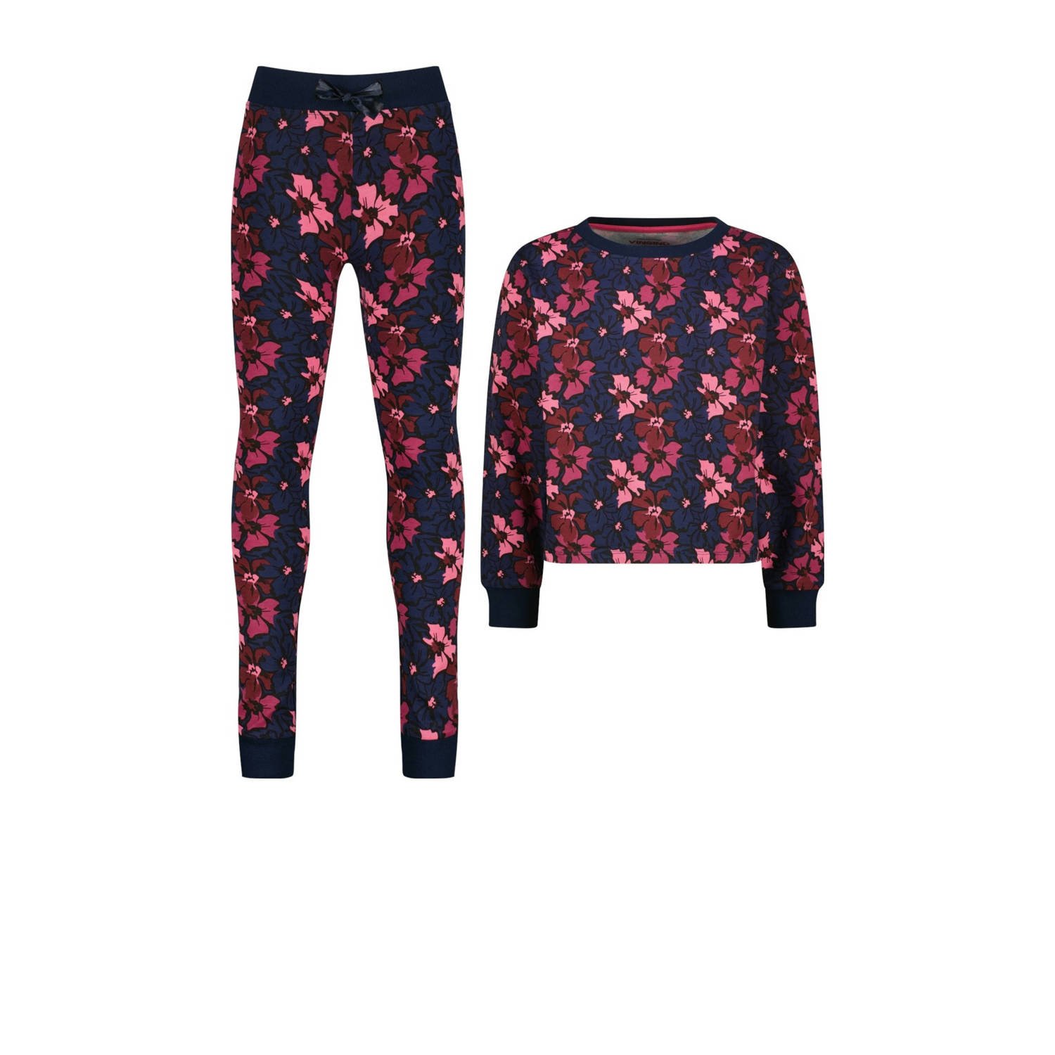 Vingino pyjamaset donkerblauw roze