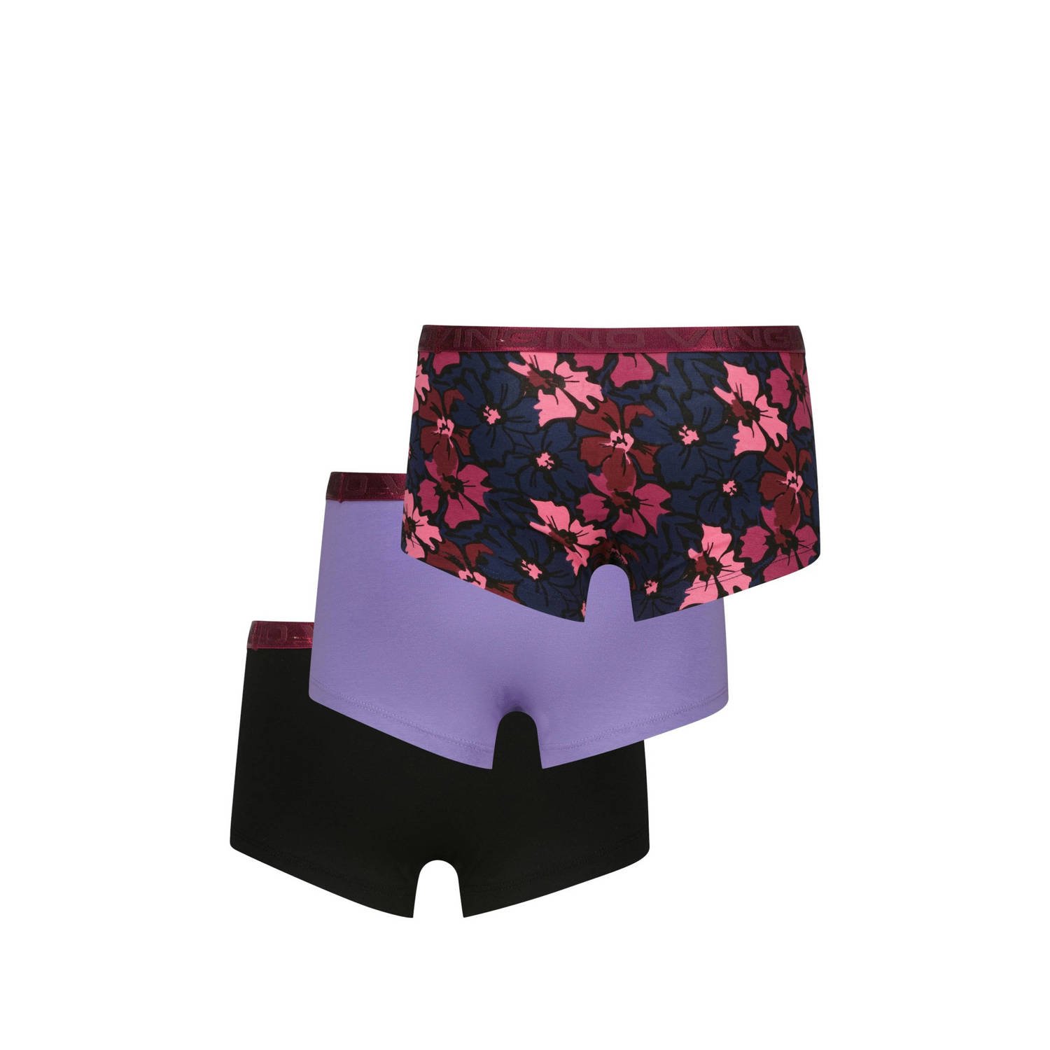 Vingino boxershort set van 3 zwart paars roze