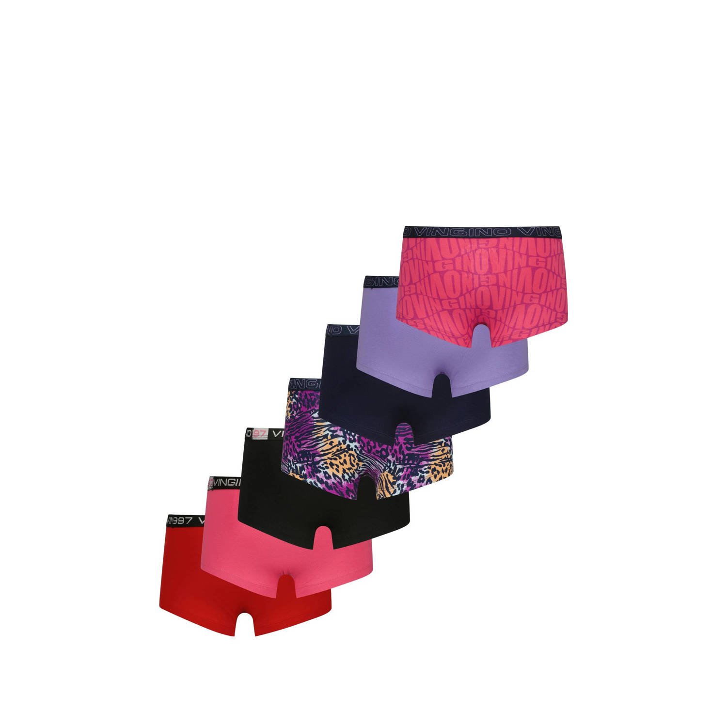 Vingino boxershort set van 7 paars roze zwart