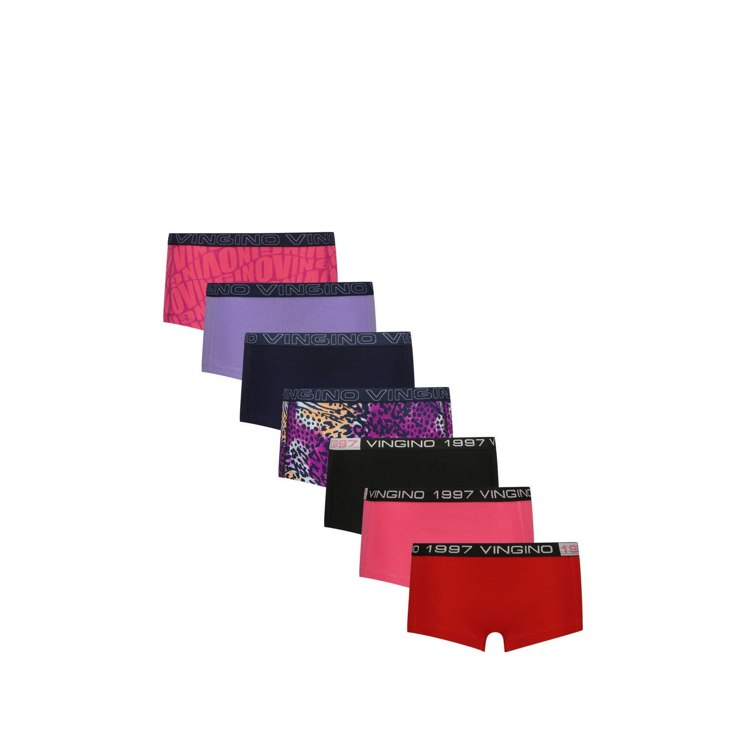 Vingino boxershort set van 7 paars roze zwart