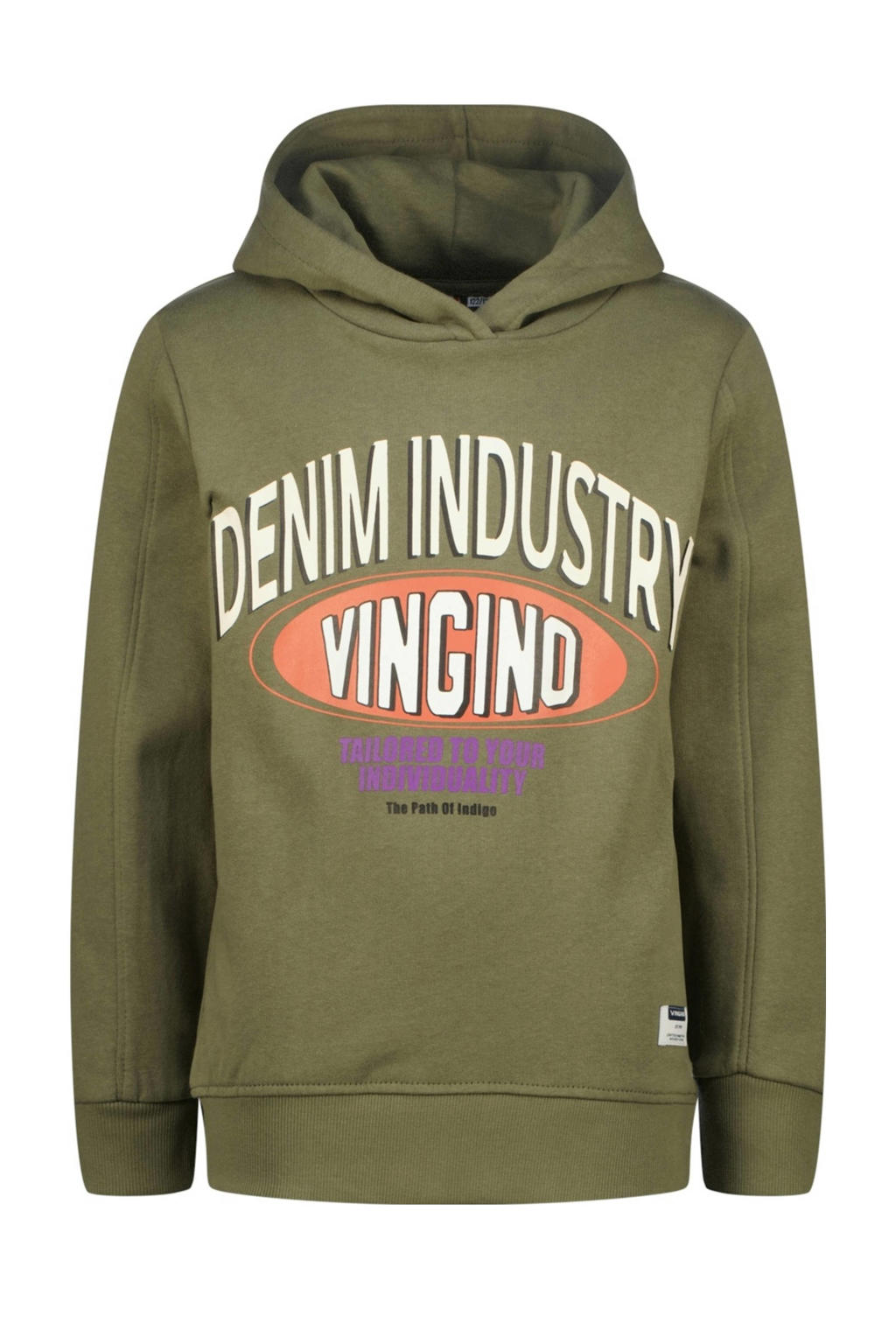 Groene jongens Vingino hoodie van katoen met printopdruk, lange mouwen en capuchon