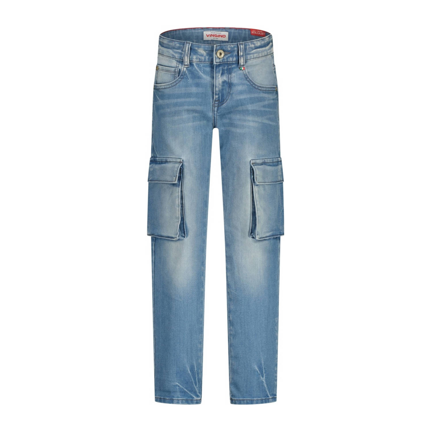 Vingino straight leg cargo jeans light blue denim