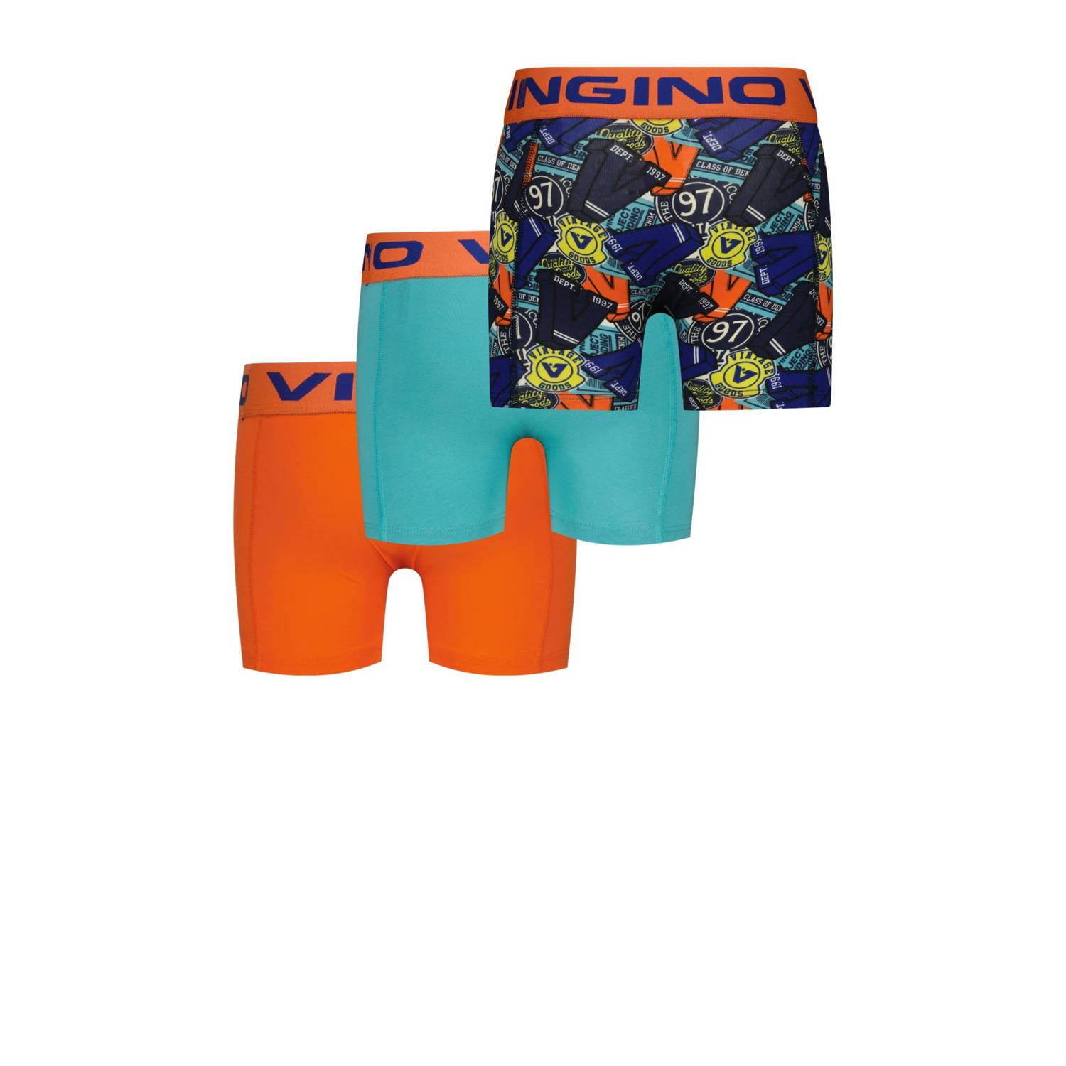 Vingino boxershort set van 3 blauw oranje
