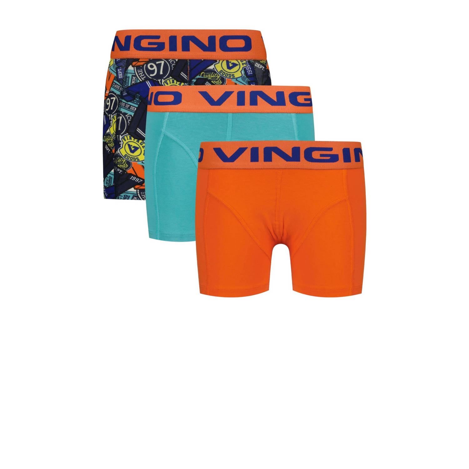 Vingino boxershort set van 3 blauw oranje