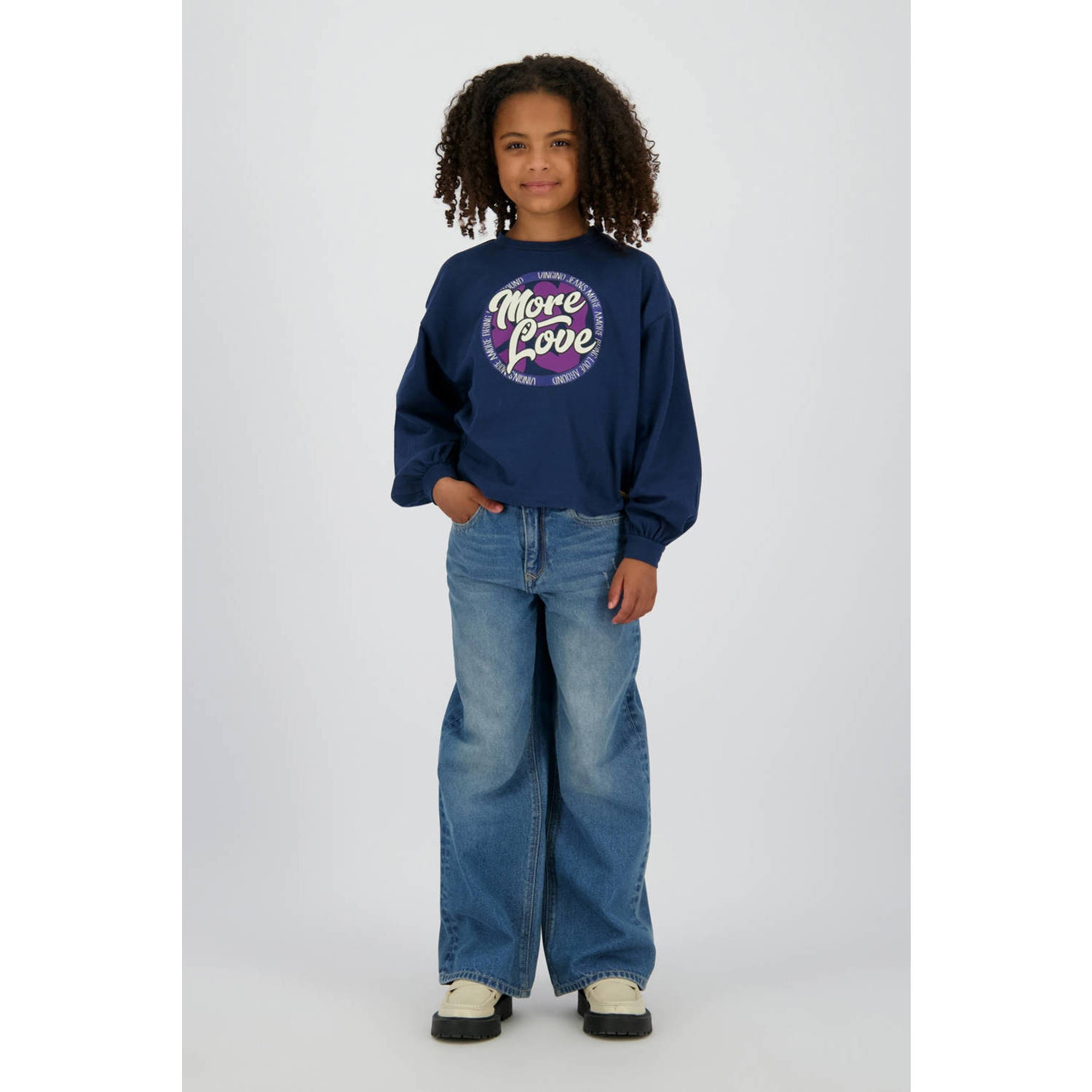Vingino wide leg baggy jeans medium blue denim