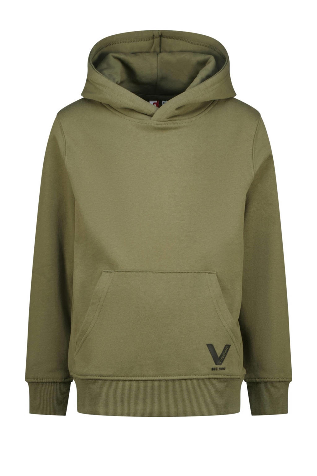 Groene jongens Vingino hoodie van katoen met effen, lange mouwen en capuchon