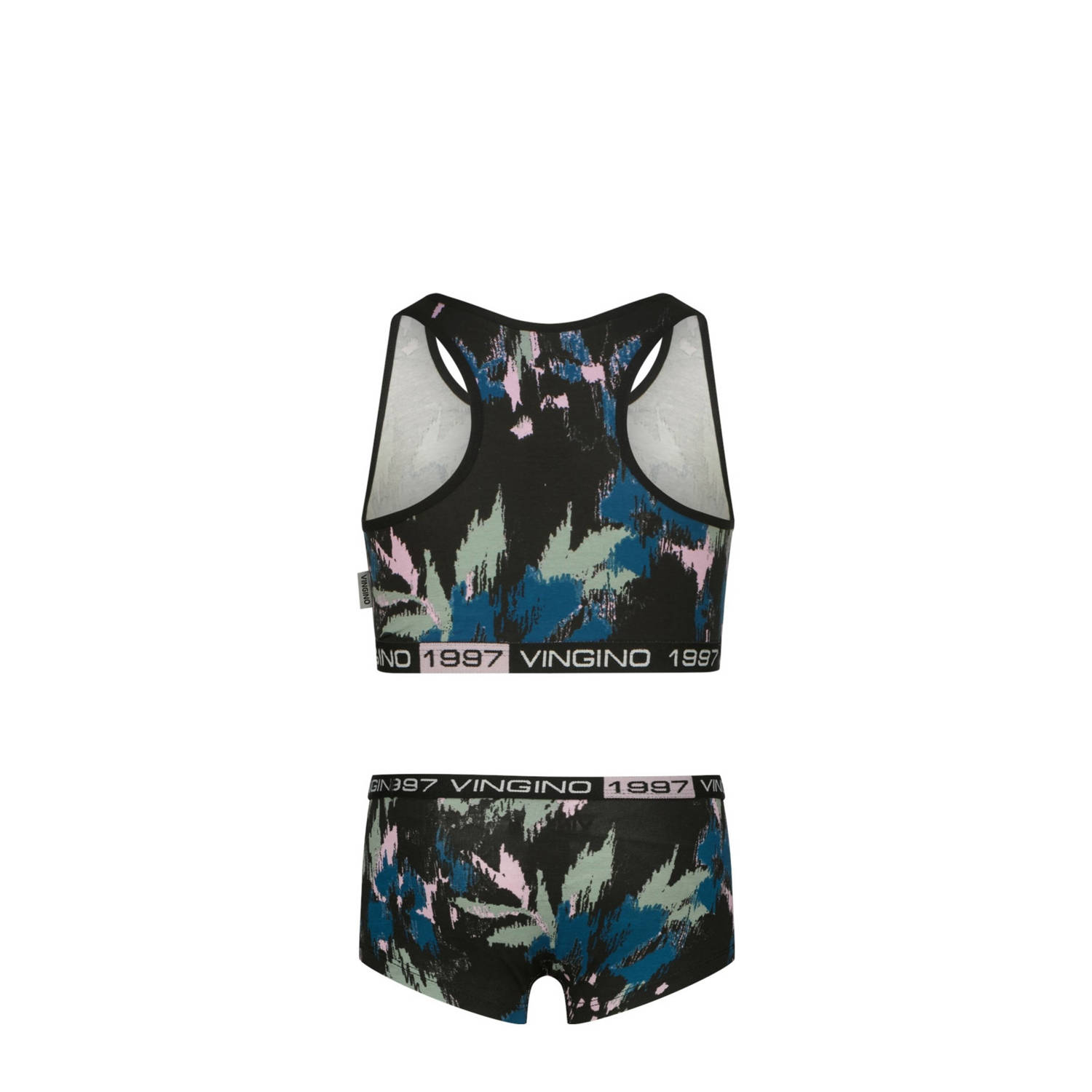 Vingino bh top + short zwart blauw