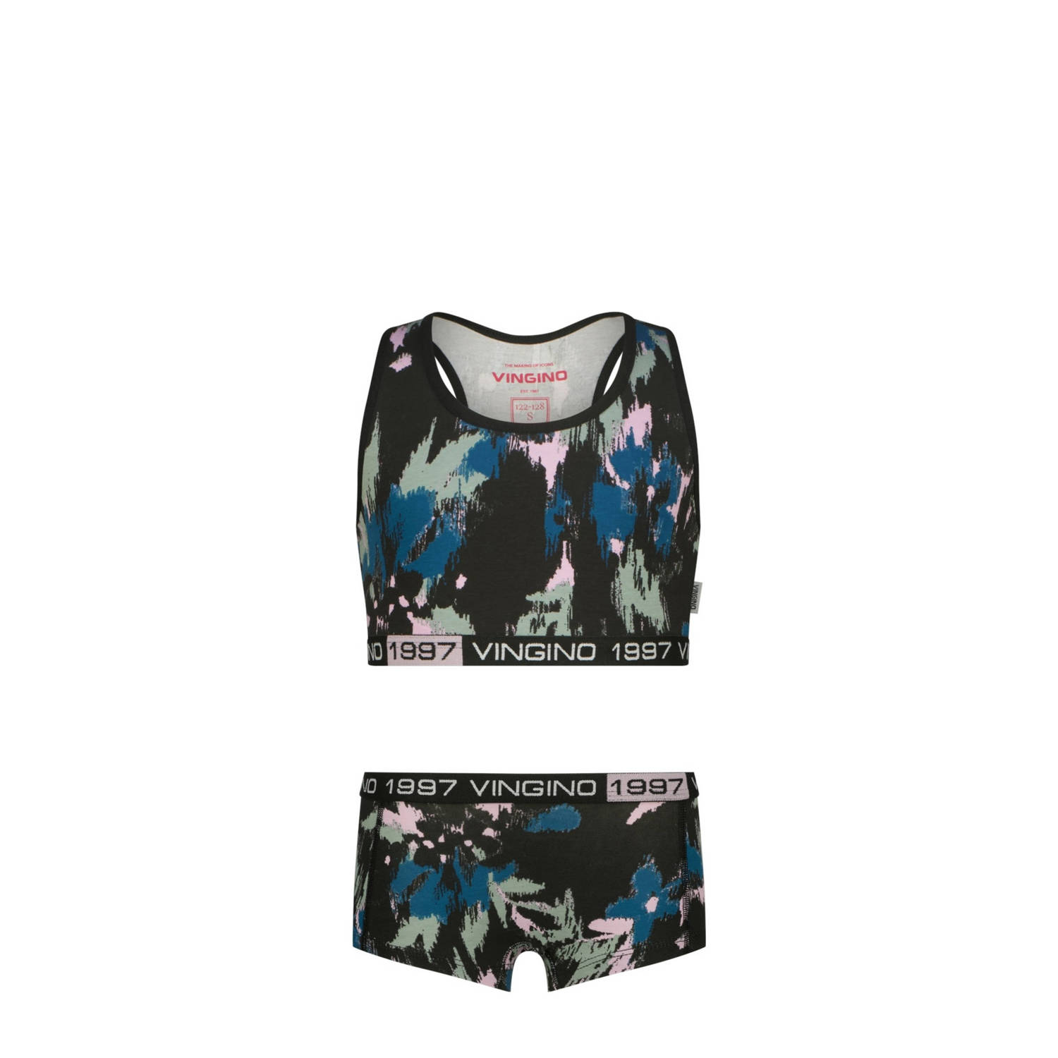 Vingino bh top + short zwart blauw