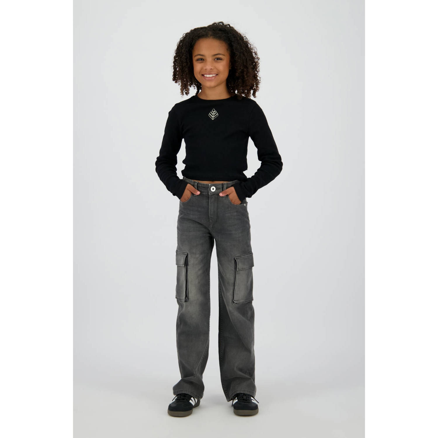 Vingino wide leg jeans black denim