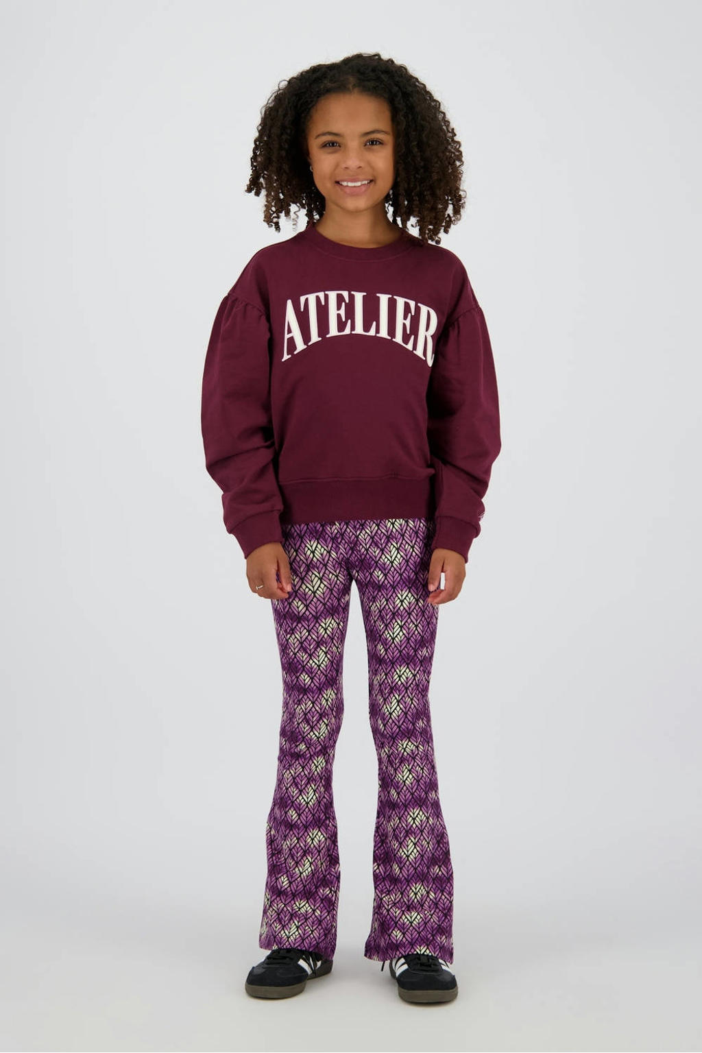 Paarse meisjes Vingino flared legging van stretchkatoen met regular waist en elastische tailleband