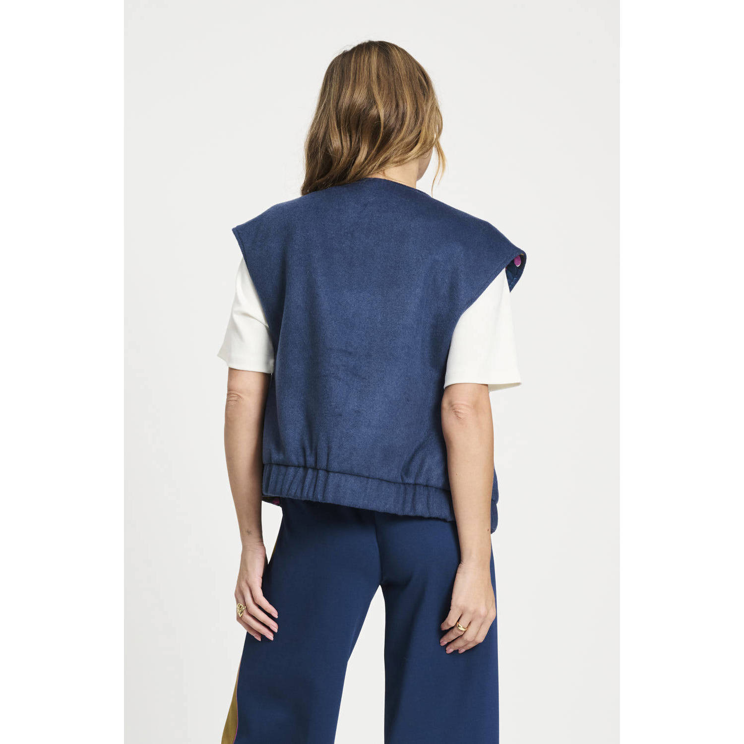 POM Amsterdam wollen gilet donkerblauw