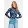 POM Amsterdam gebloemde top met col donkerblauw