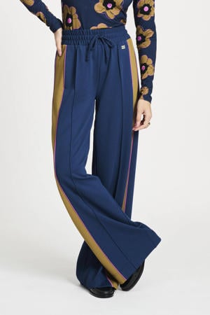 wide leg regular waist pantalon donkerblauw