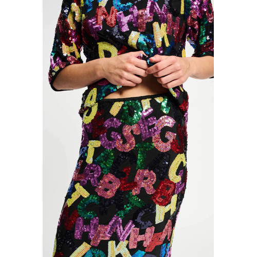 POM Amsterdam midi rok met pailletten multi afbeelding