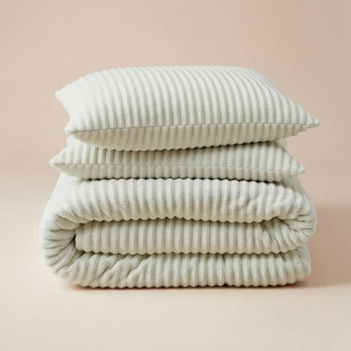 W rib teddy fleece dekbed zonder overtrek met kussensloop - wasbaar afbeelding