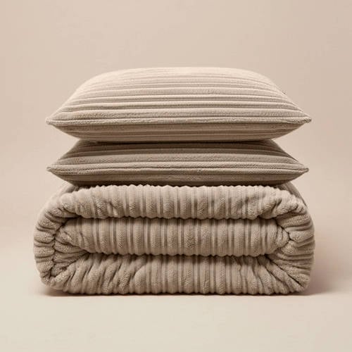 W rib teddy fleece dekbed zonder overtrek met kussensloop - wasbaar afbeelding