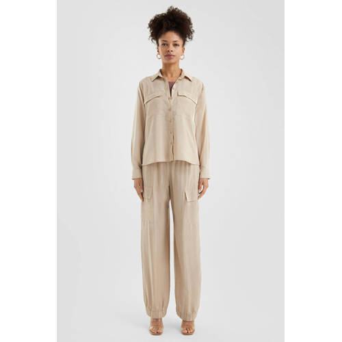 QS straight regular waist cargo broek beige afbeelding