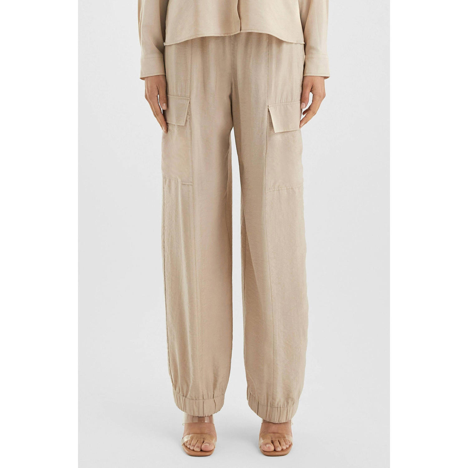 Q S by s.Oliver straight regular waist cargo broek beige