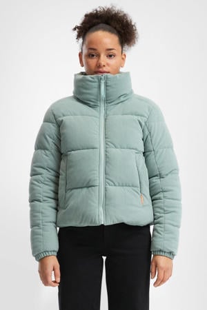 gewatteerde jas turquoise