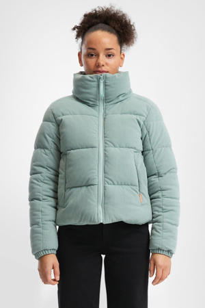 gewatteerde jas turquoise
