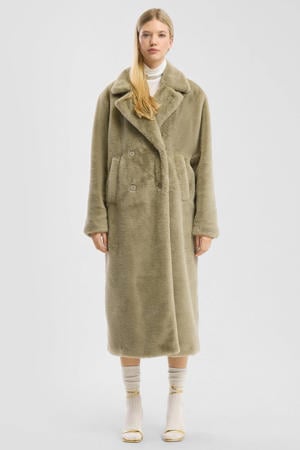 faux fur jas lichtkaki