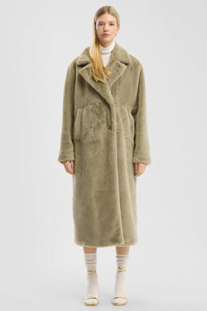 faux fur jas lichtkaki