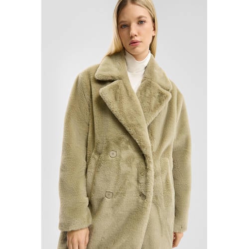 QS faux fur jas beige afbeelding