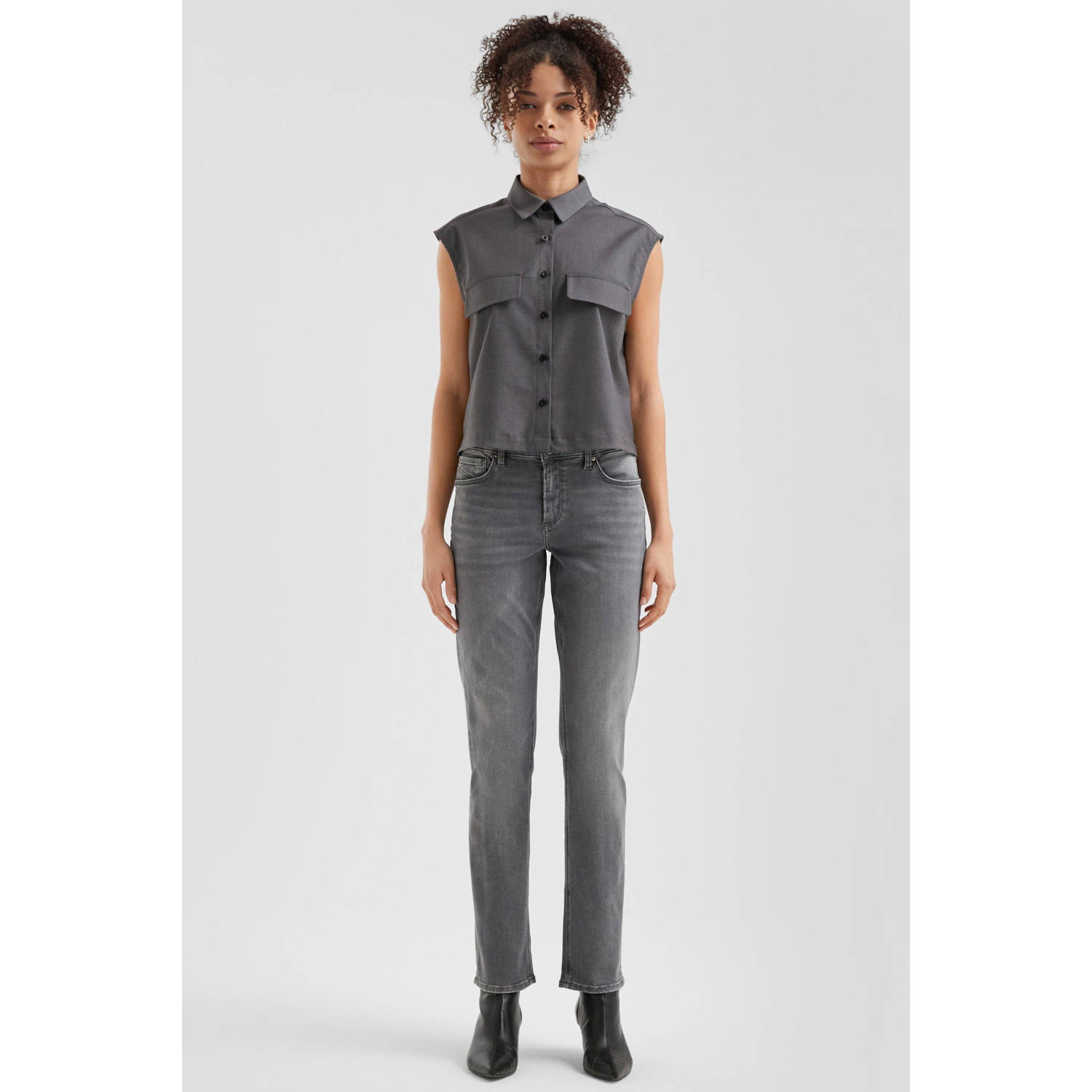 Q S by s.Oliver slim fit jeans lichtgrijs