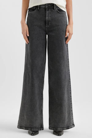 high waist wide leg jeans grey denim