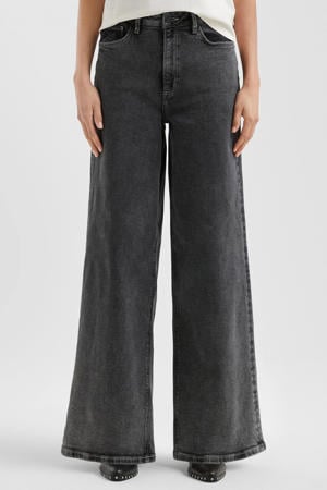 high waist wide leg jeans grey denim