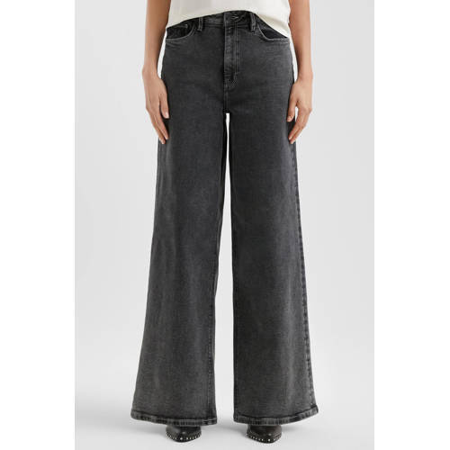 QS high waist wide leg jeans grey denim afbeelding